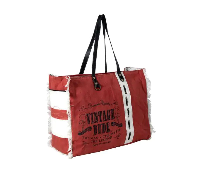 Western Vintage Market Weekender Bag, Myra Brand Purse, Red Carry on Bag