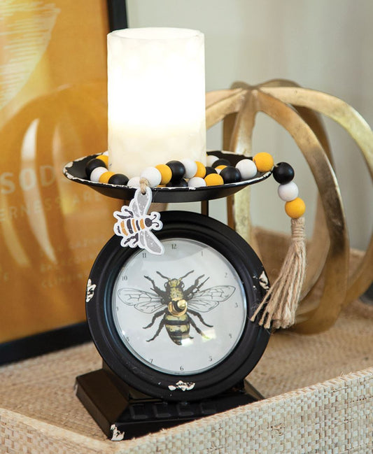 Vintage style scale clock, Rustic Bee Black setting clock decor, metal decorative scale clock