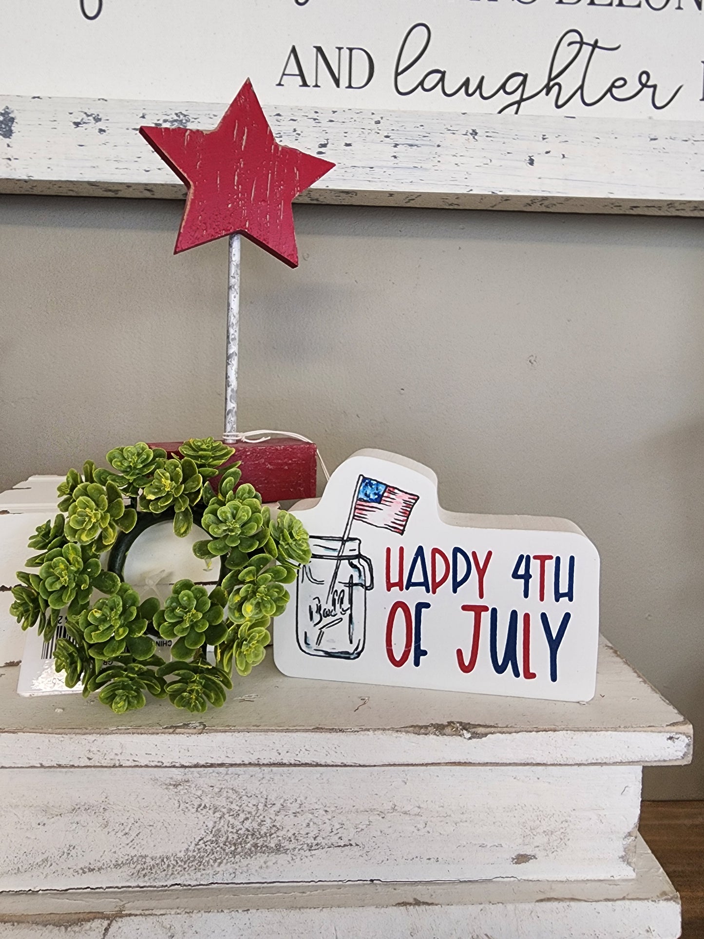 Star on Stand 4th of July Tray Decor