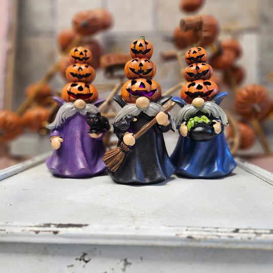 Spooky Light Up Witch Gnome, Halloween Gnome Decor, Light Up Witch Home Decorations, Pumpkin Gnome Collectable Ceramic Gnomie, Halloween Tier Tray Decor