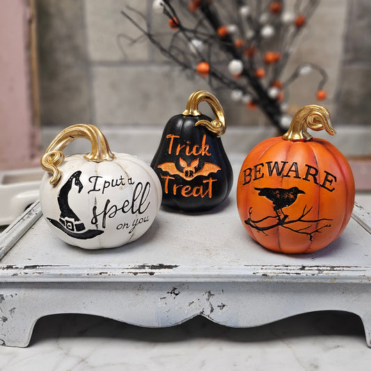 Halloween Ceramic Pumpkin, Trick or Treat Decorations, Halloween Decorations, Spooky Tiered Tray Decor, Small Ceramic Pumpkins, Hocus Pocus Mantel Ideas