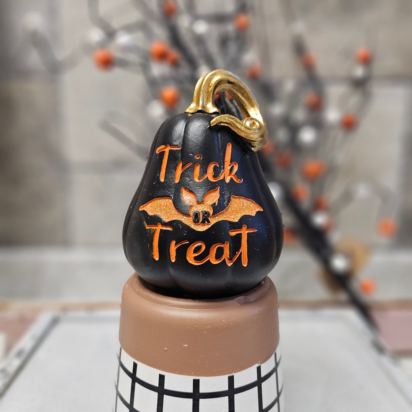 Halloween Ceramic Pumpkin, Trick or Treat Decorations, Halloween Decorations, Spooky Tiered Tray Decor, Small Ceramic Pumpkins, Hocus Pocus Mantel Ideas