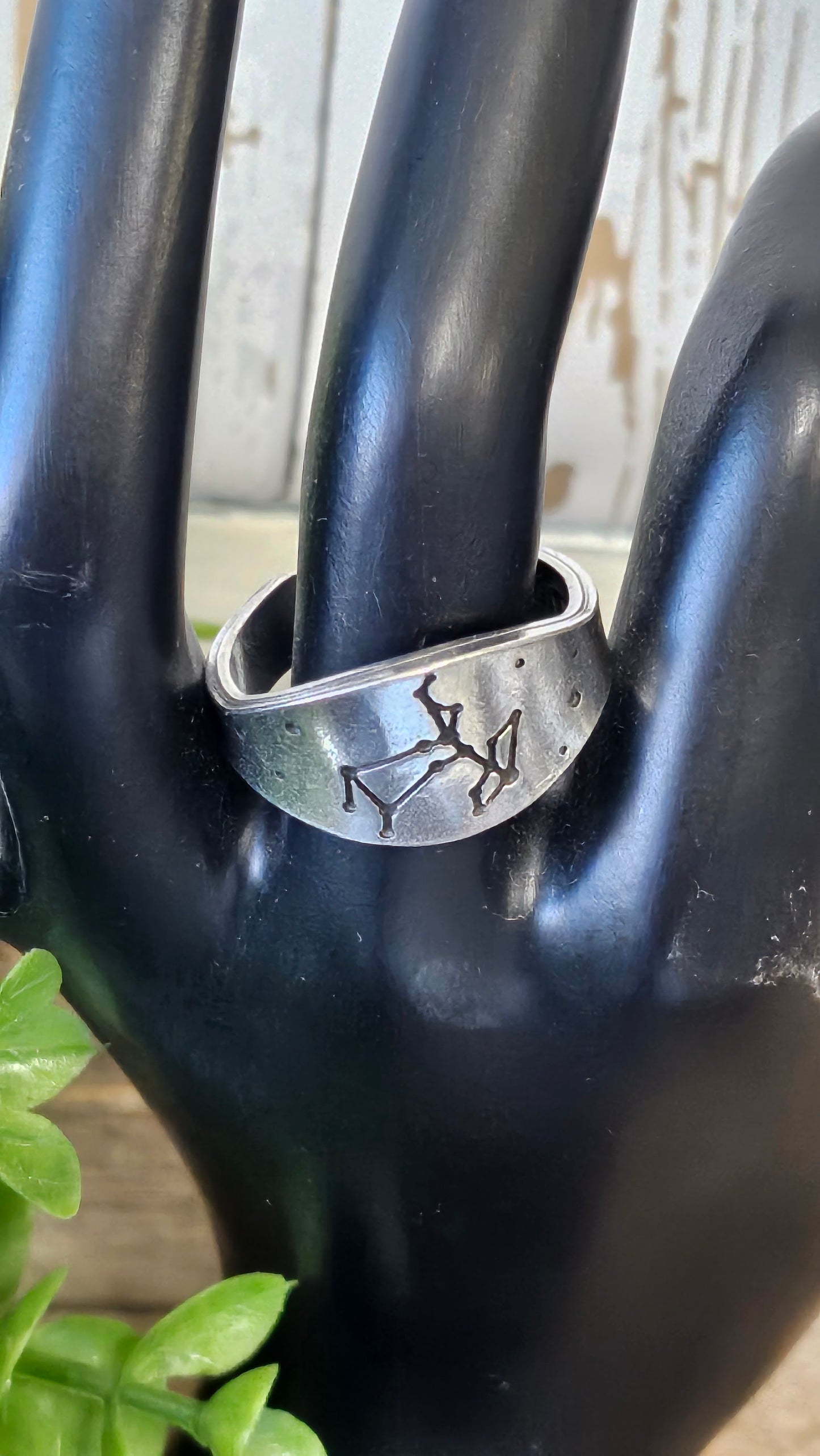 Sagittarius stamped adjustable ring, Zodiac sign and constellation jewelry