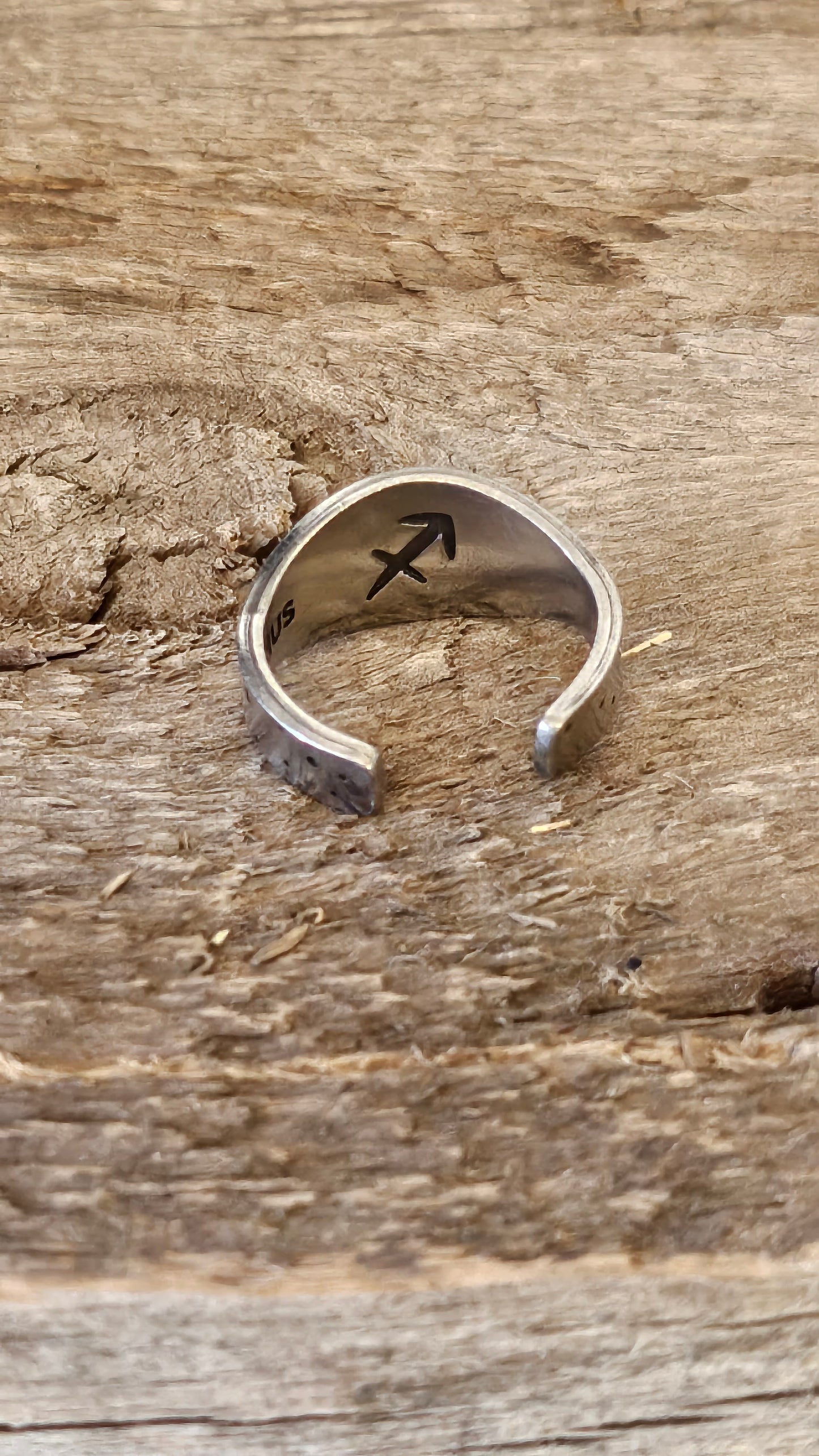 Sagittarius stamped adjustable ring, Zodiac sign and constellation jewelry