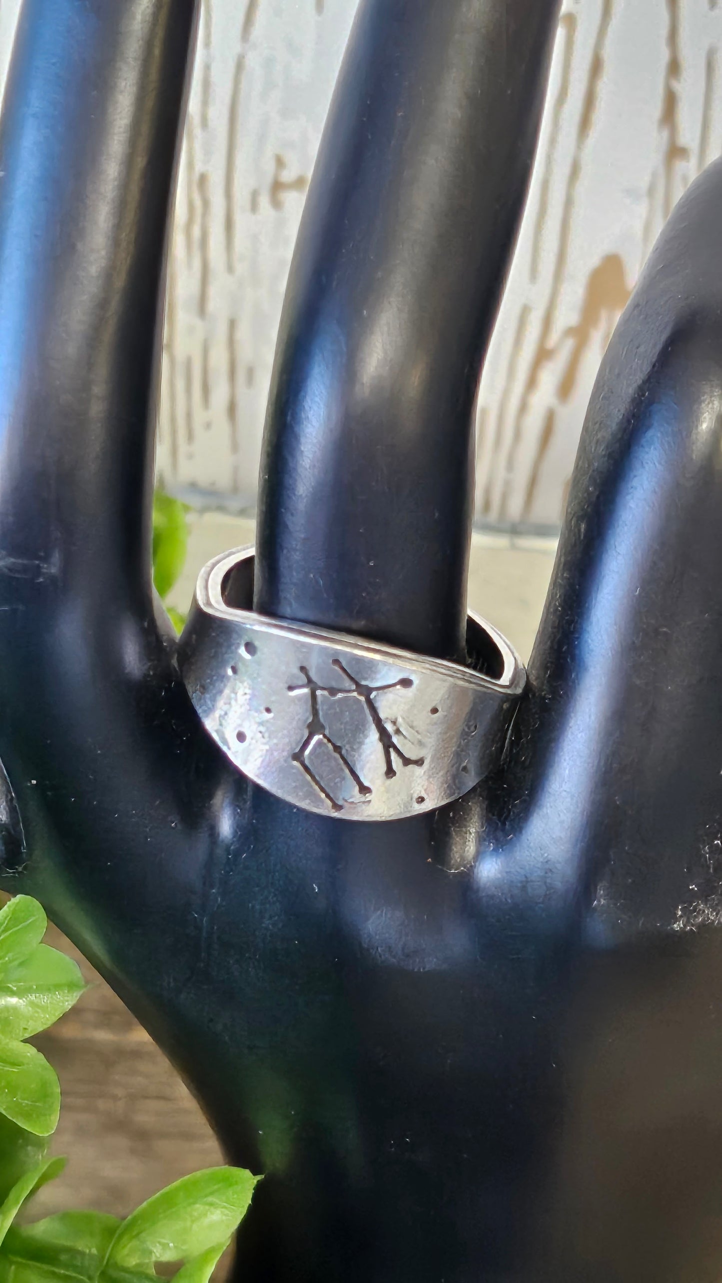 Gemini stamped adjustable ring, Zodiac sign and constellation jewelry