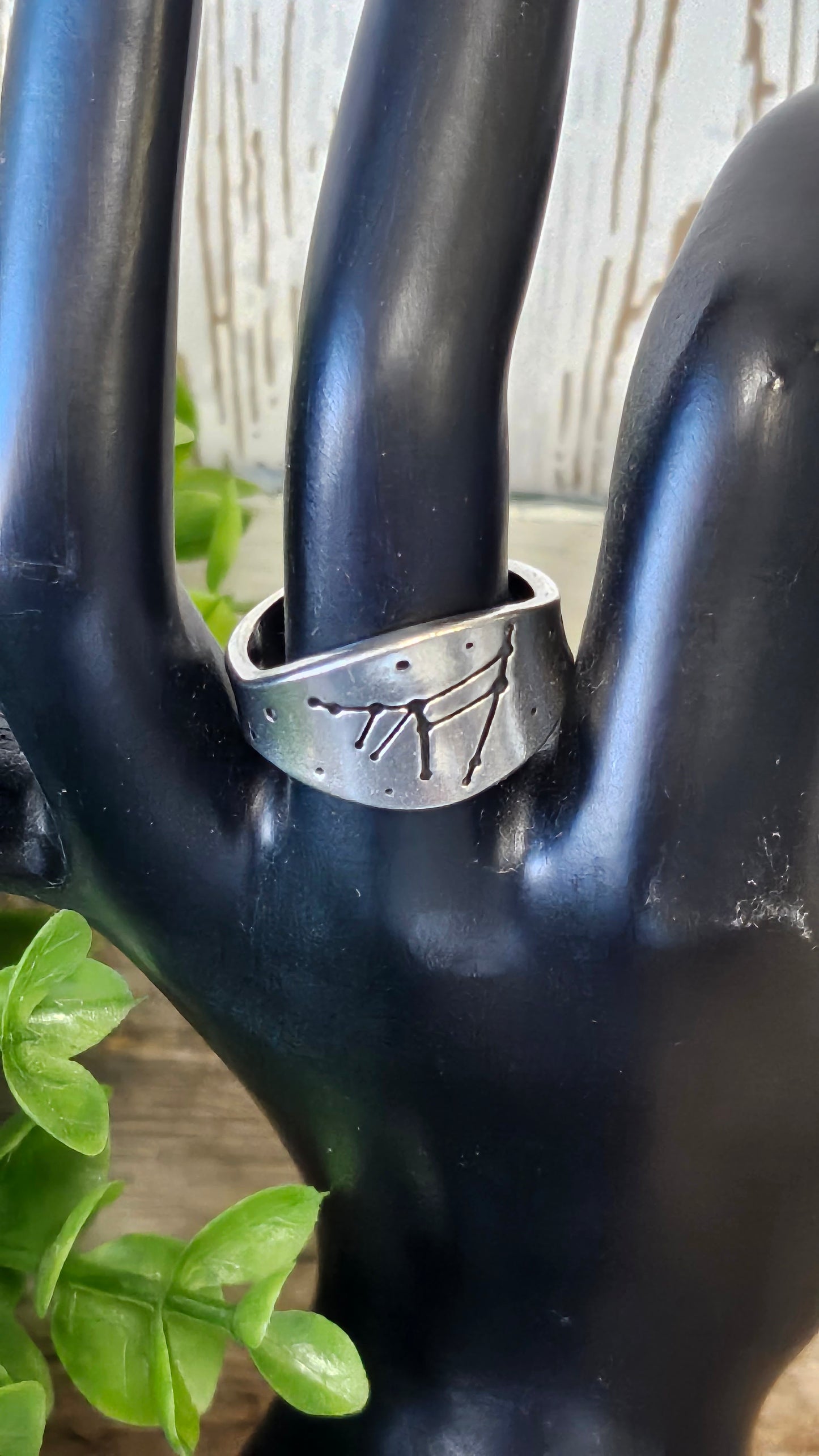 Capricorn stamped adjustable ring, Zodiac sign and constellation jewelry