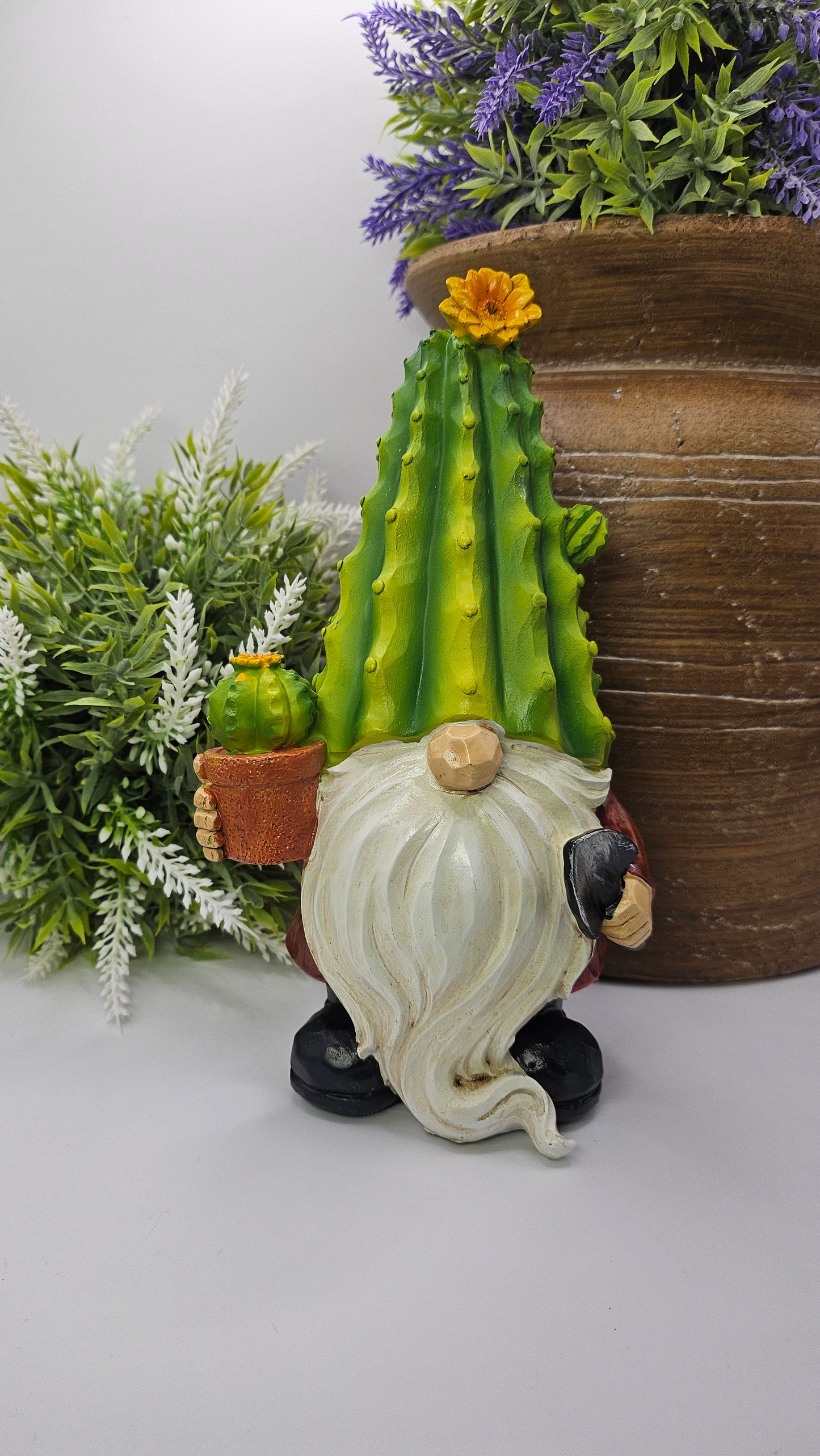 Cactus Decorative Gnome, Ceramic Garden Gnome Mothers Day Gift