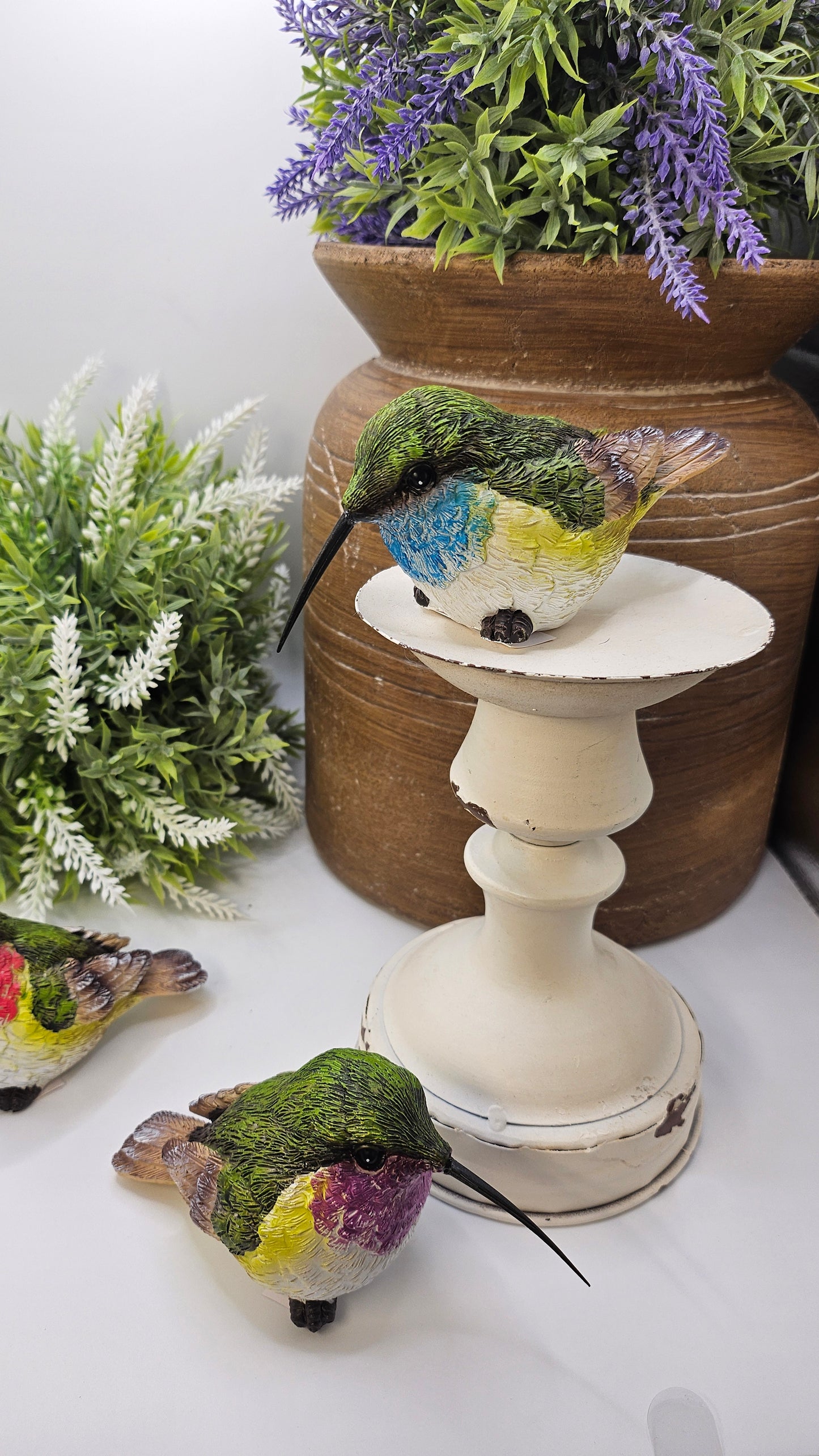 Adorable Hand-Painted Ceramic Hummingbird Setter