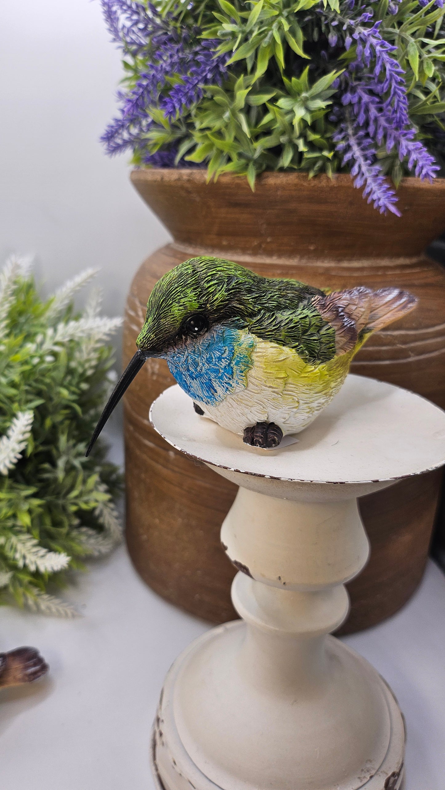 Adorable Hand-Painted Ceramic Hummingbird Setter