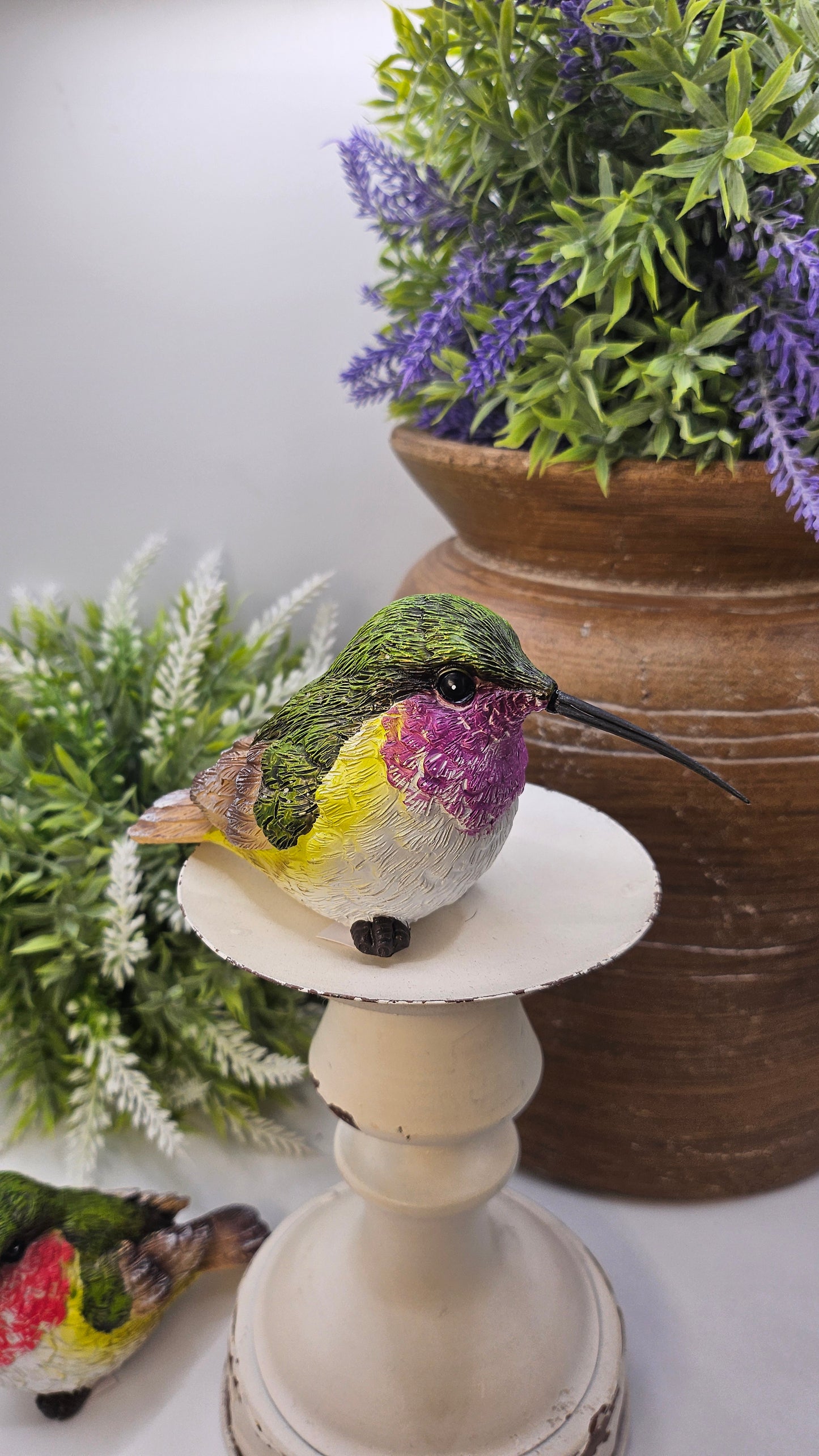 Adorable Hand-Painted Ceramic Hummingbird Setter