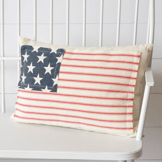 American Flag 4th of July Porch Bench Pillow