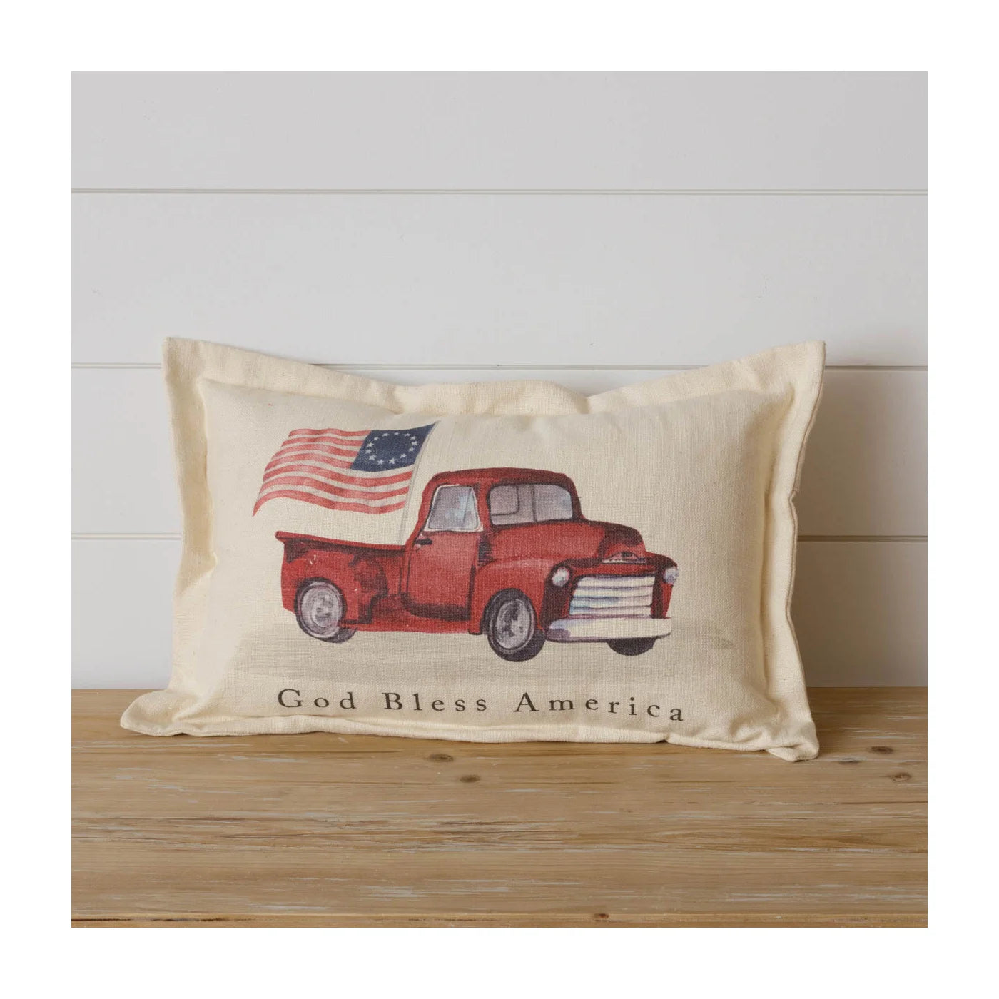 God bless America Red Truck 4th of July Pillow