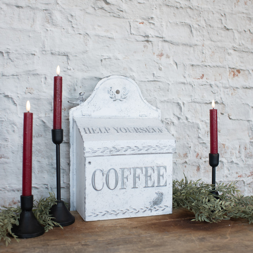 White Metal Coffee Post Box - Decorative Coffee Storage Container