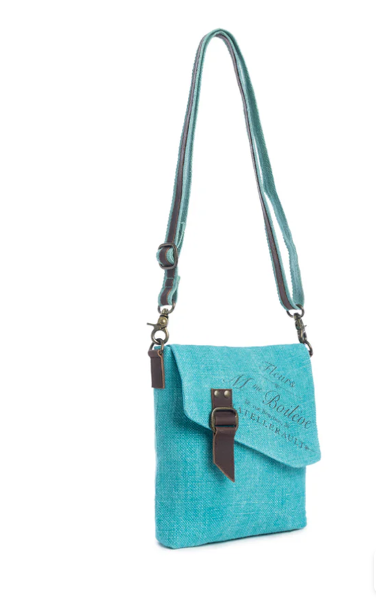 Tanglewood Shoulder Bag, Myra Purse, Canvas and Leather Teal Purse