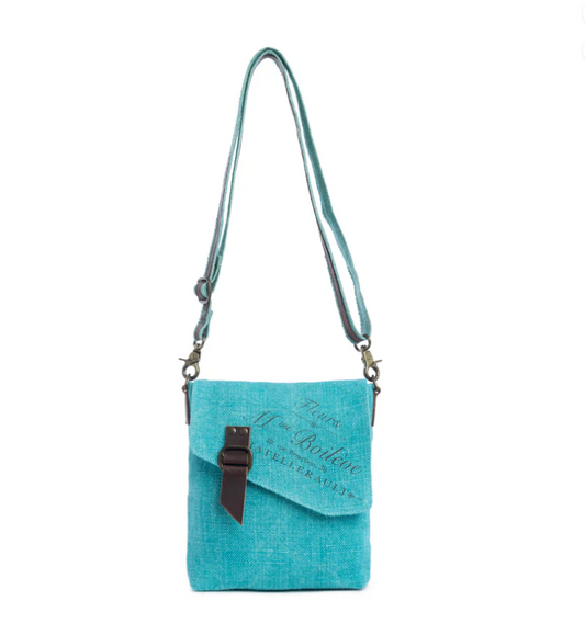 Tanglewood Shoulder Bag, Myra Purse, Canvas and Leather Teal Purse