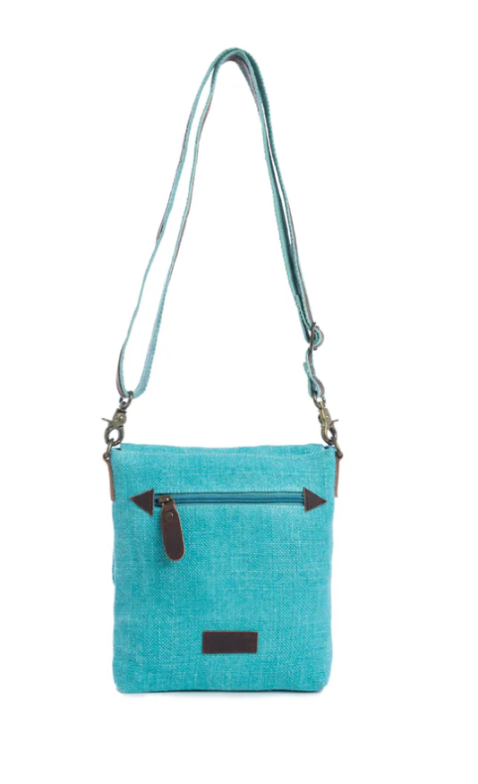 Tanglewood Shoulder Bag, Myra Purse, Canvas and Leather Teal Purse