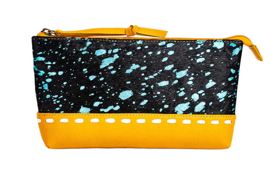 Skyviews Yellow Pouch Myra Hairon Makeup Case, Travel Pouch or Wallet