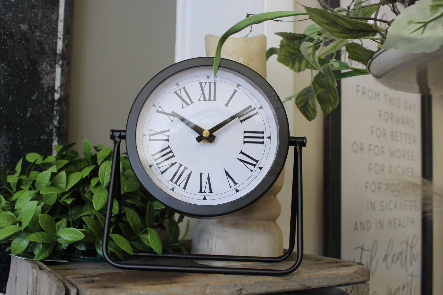 Black Swivel Desk Clock