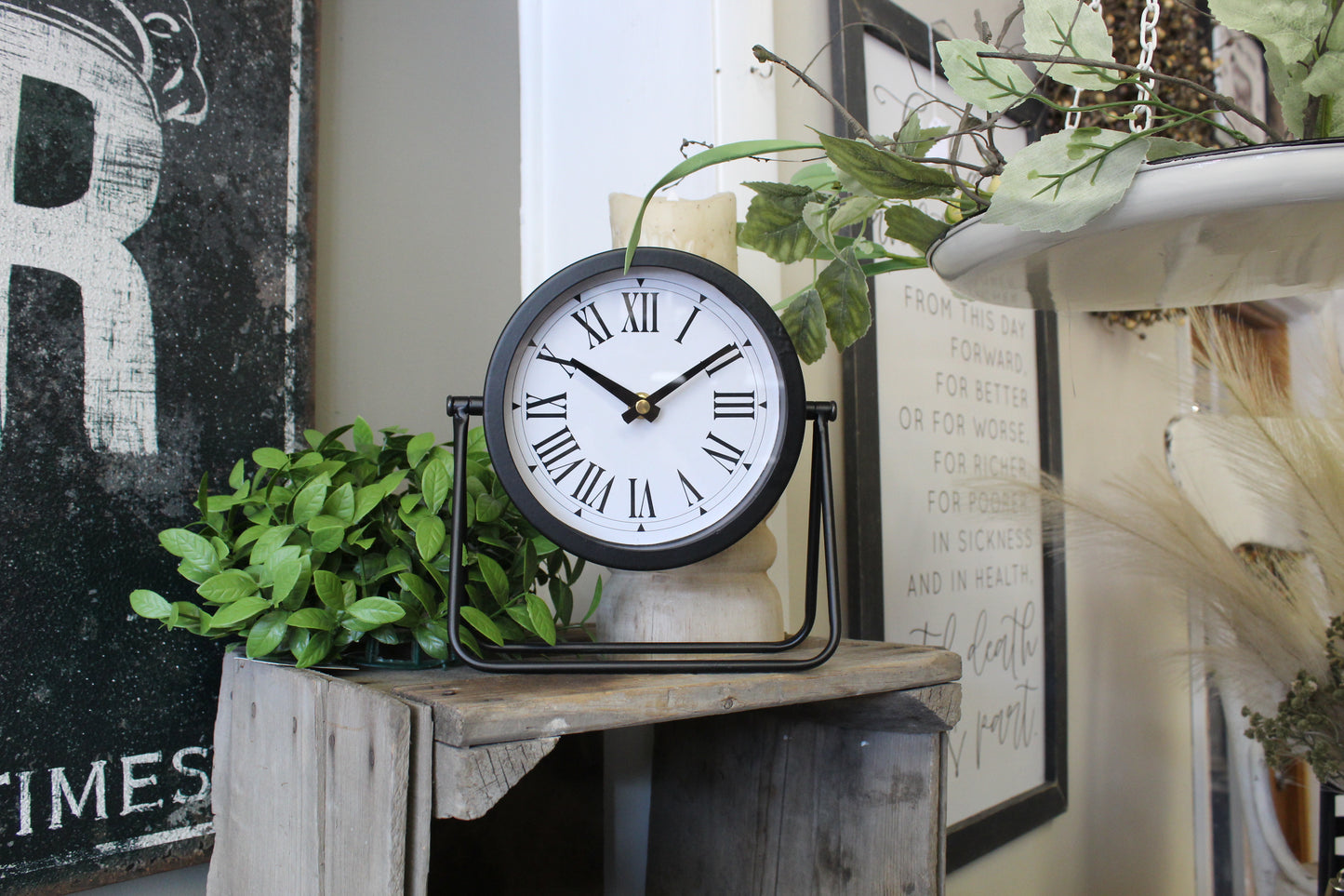 Black Swivel Desk Clock