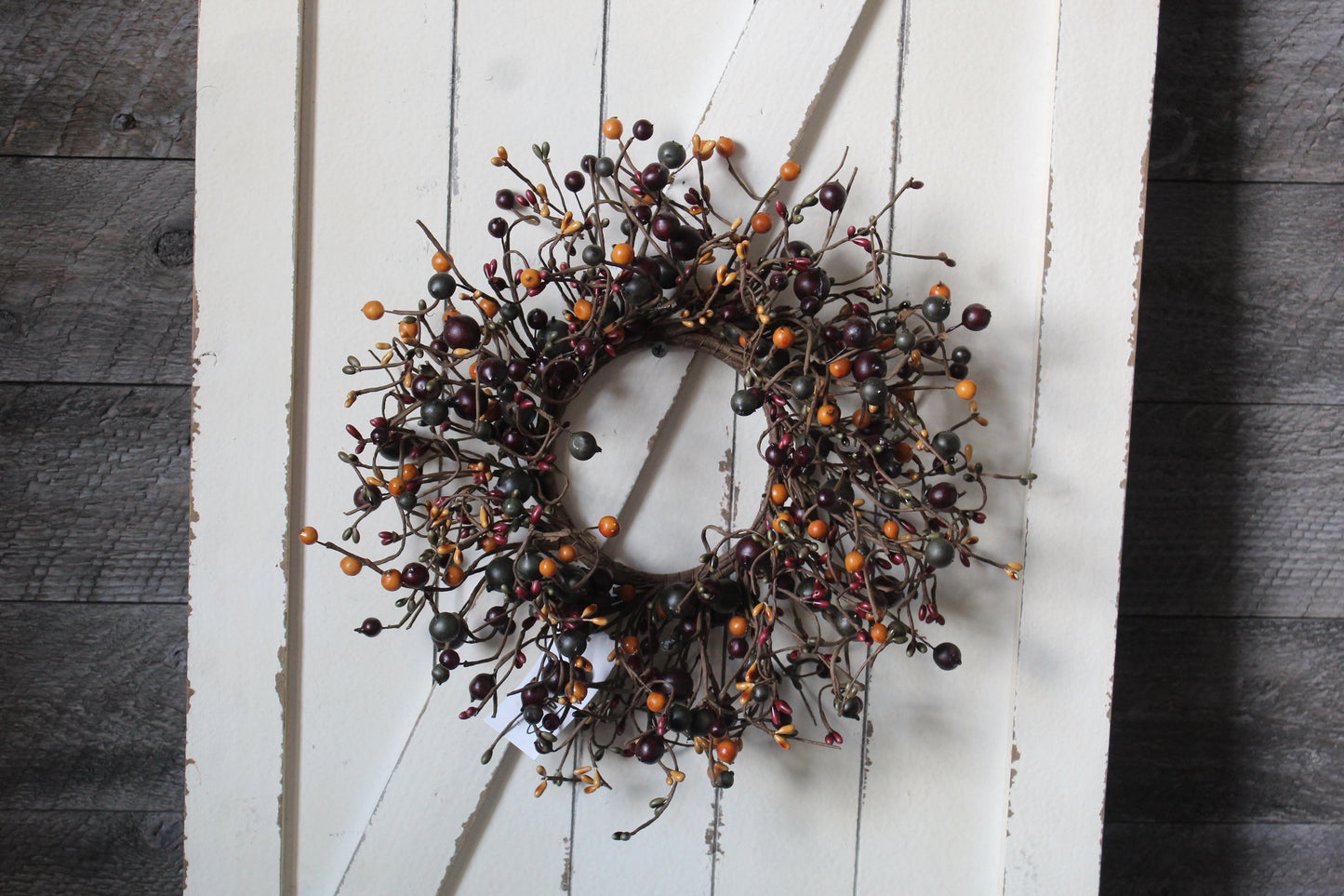 Fall Berry Wreath, Harvest door hanger, autumn small accent wreath, candle ring