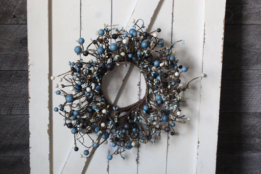 Navy Blue and White Wreath
