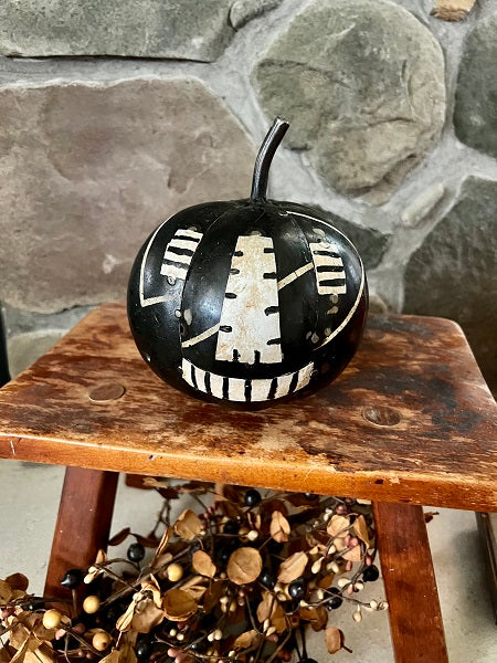 Vintage Halloween Pumpkin HUGO, Black and White Vintage Halloween Shelf Setter Jack o lantern