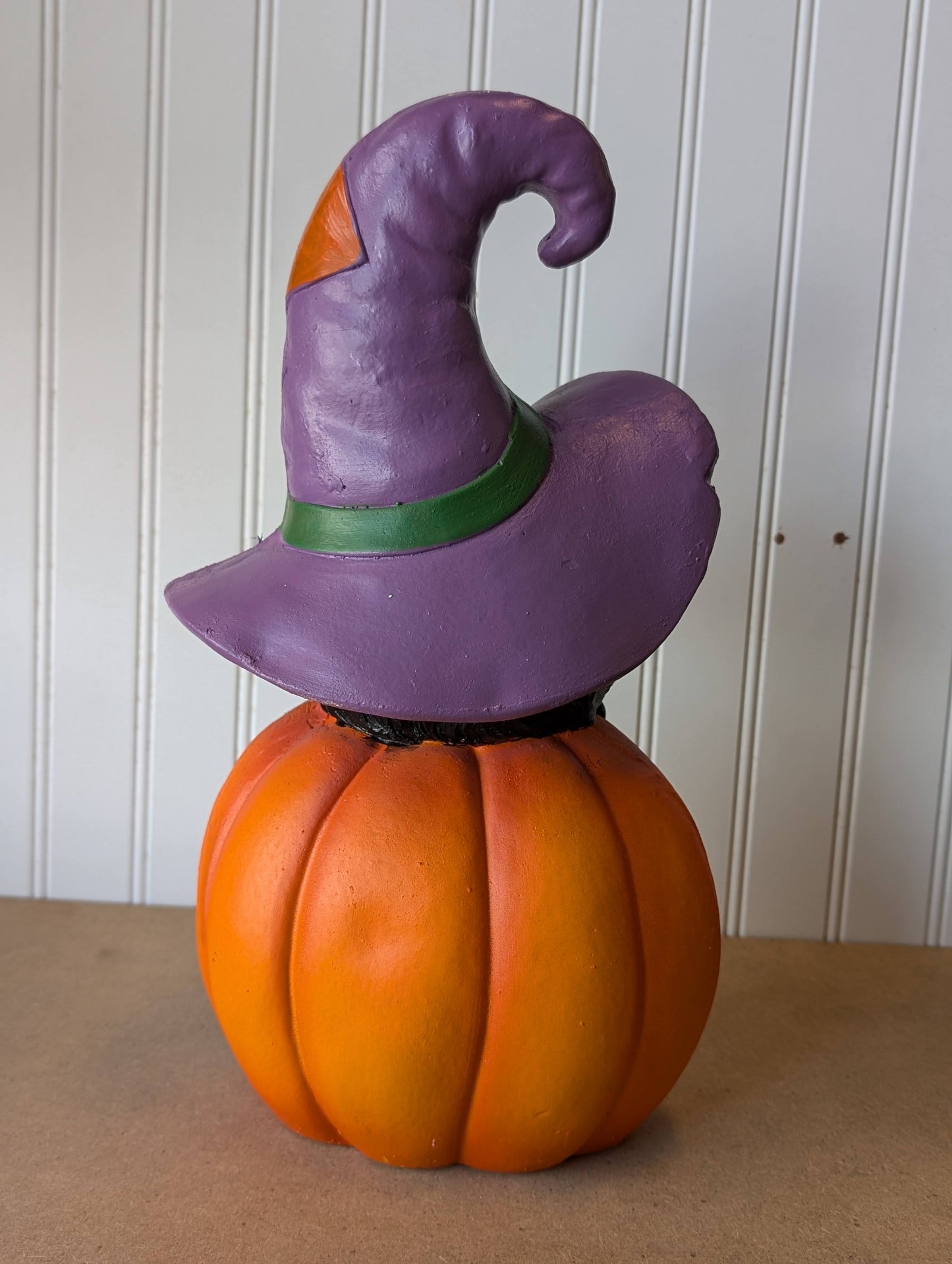 Battery Operated Lighted Ceramic Halloween Critter on Pumpkin - 15.5"H with Moving Eyes