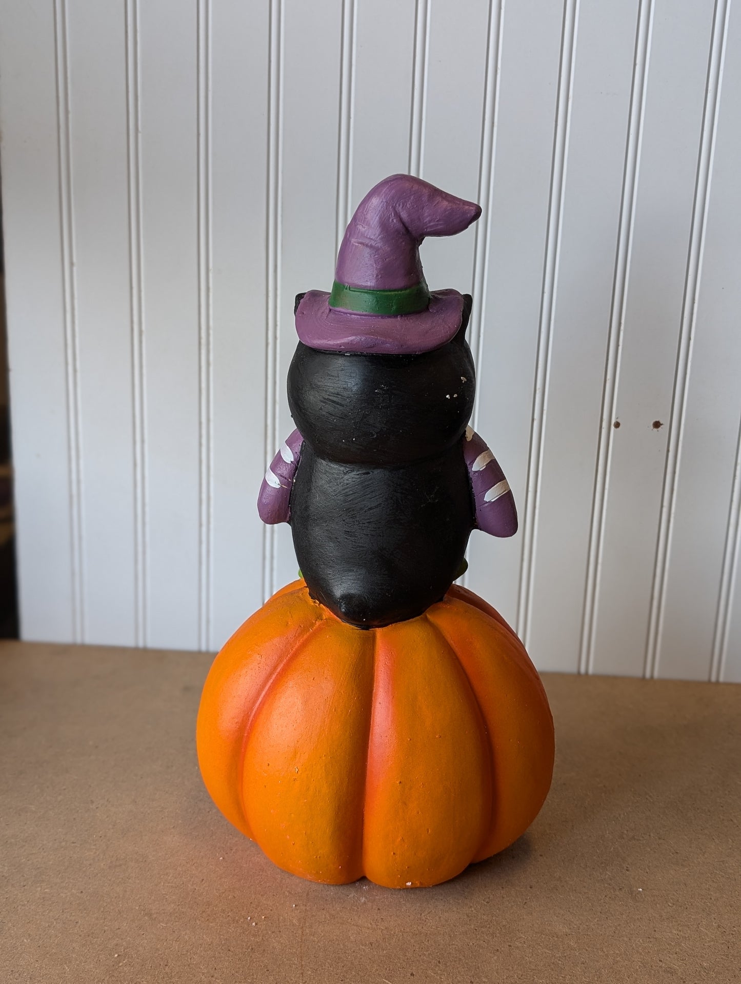 Battery Operated Lighted Ceramic Halloween Critter on Pumpkin - 15.5"H with Moving Eyes