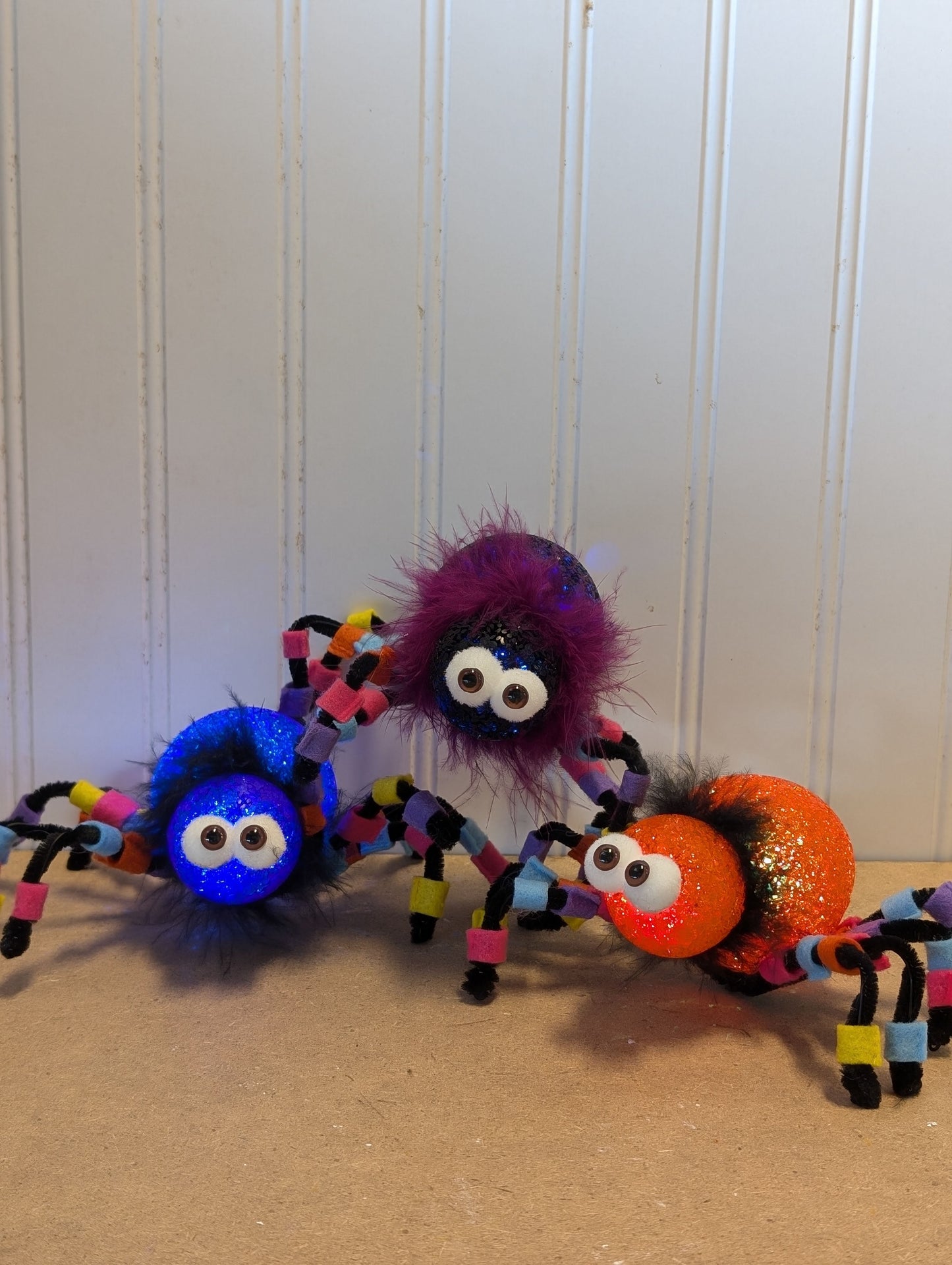 Light Up Whimsical Spiders - 8" Bendable LED Decor