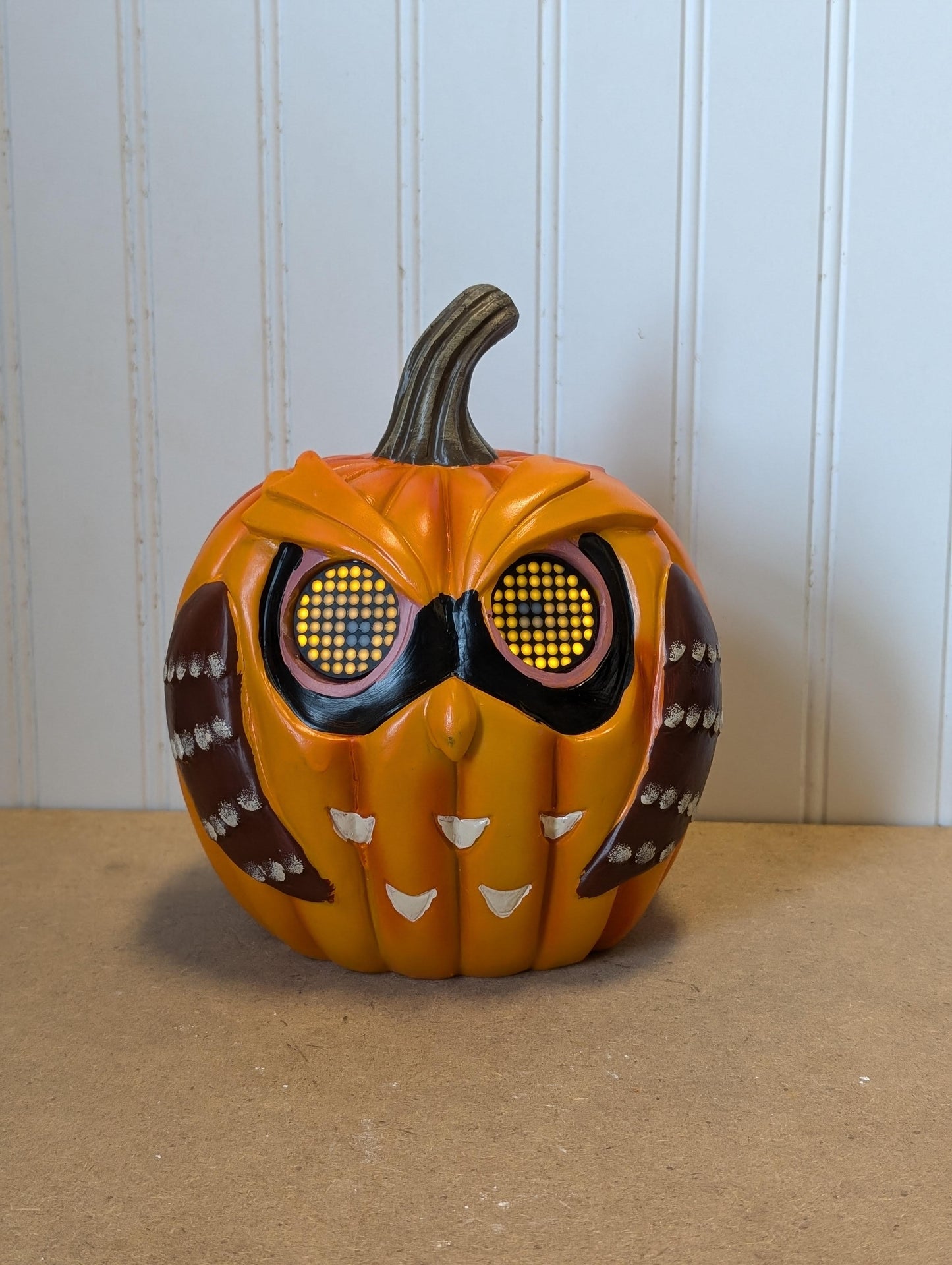 8.4"H Battery Operated Lighted Resin Pumpkin Critter with Moving Eyes