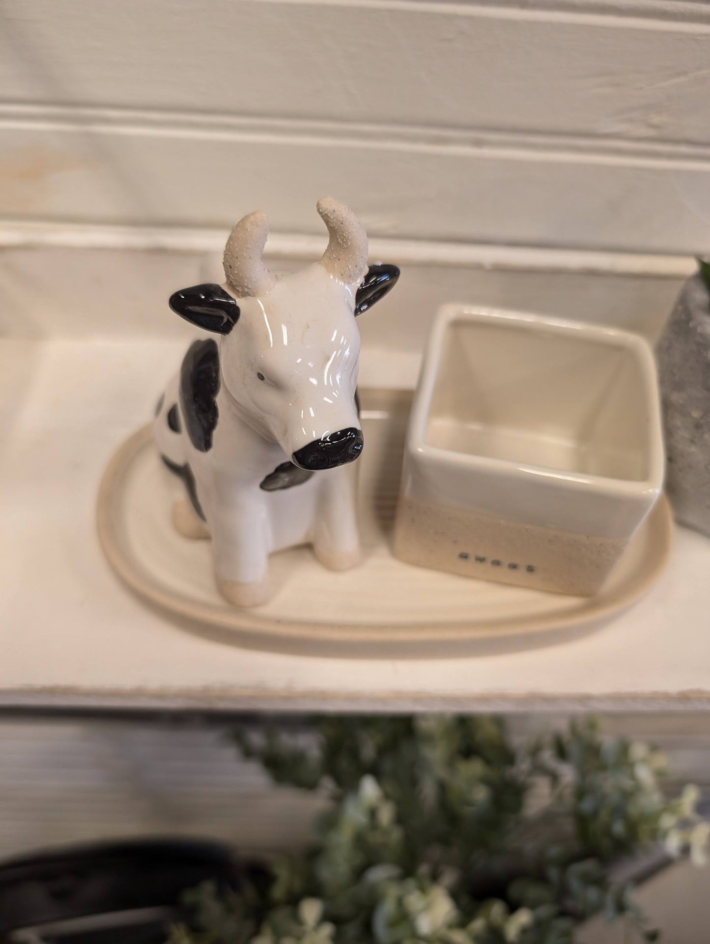 Cow Cream and Sugar Stoneware set, food safe Farm Kitchenware