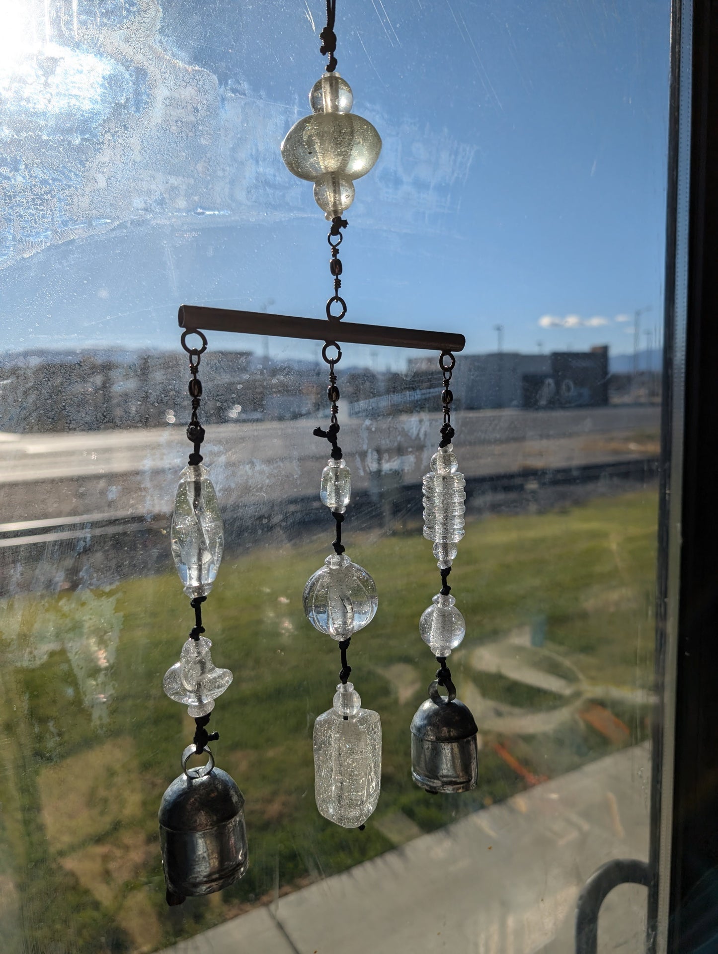 Clear Boho Wind Chime Porch Windchime Nana Bell Chime, With Handcrafted Glass Beads