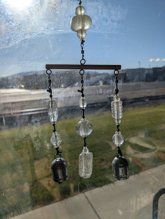 Clear Boho Wind Chime Porch Windchime Nana Bell Chime, With Handcrafted Glass Beads