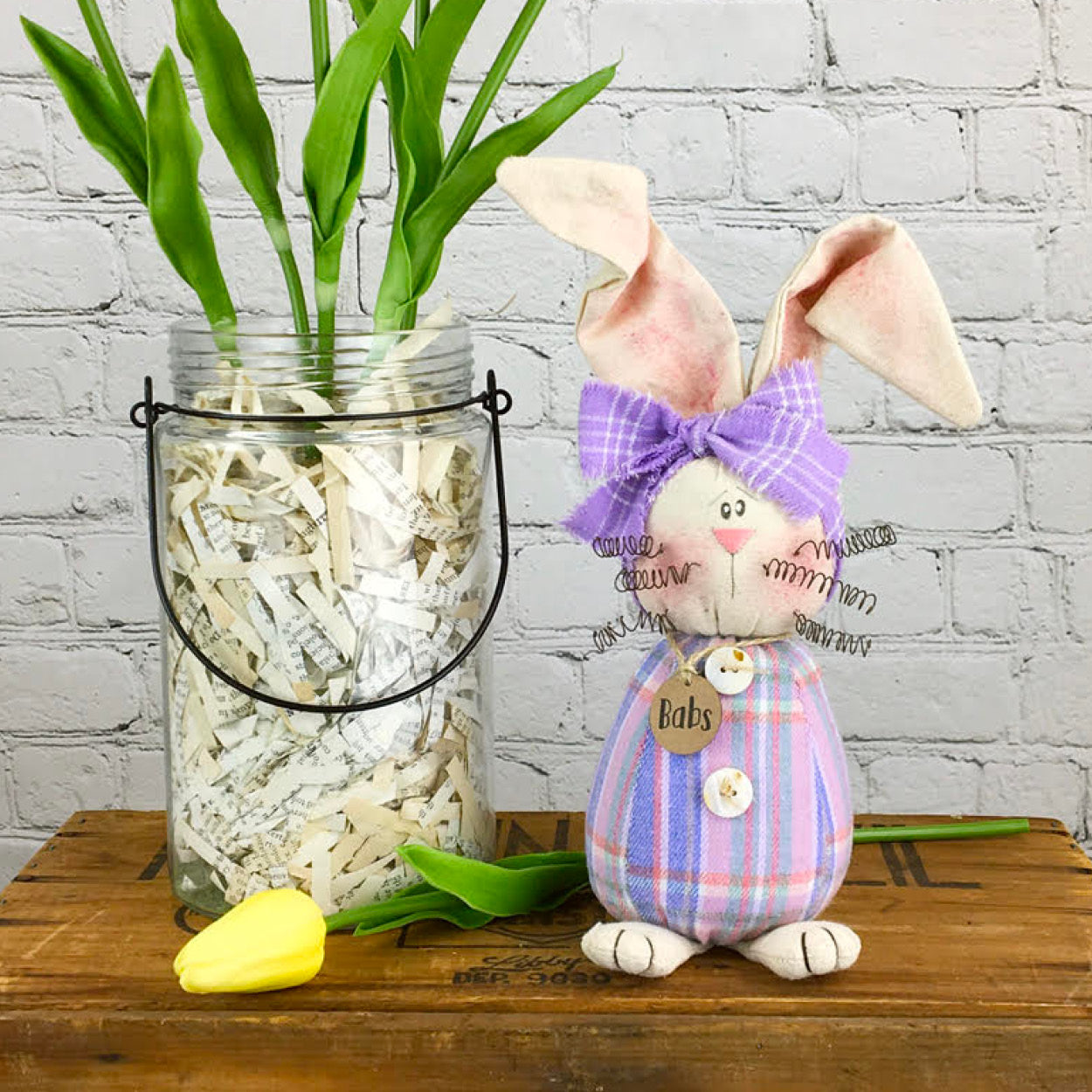 Honey and Me Babs the Bunny Plush, Easter Bunny Plush Vintage Style Grunge Rustic