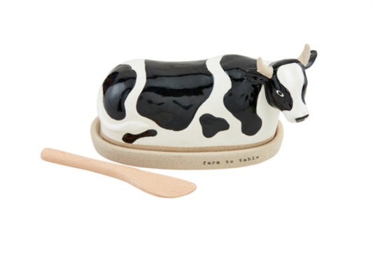 Cow Stoneware Butter Dish