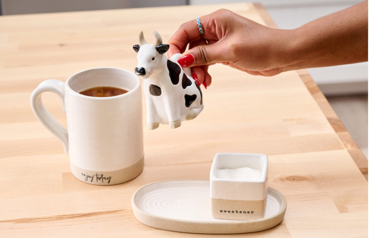 Cow Cream and Sugar Stoneware set, food safe Farm Kitchenware