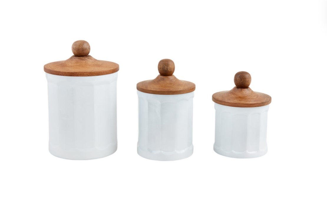 Milk Glass Canister Set of 3 Modern Farmhouse Food Safe White Canisters