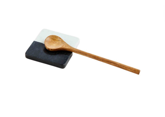 Black and White Marble Spoon Rest with Spoon