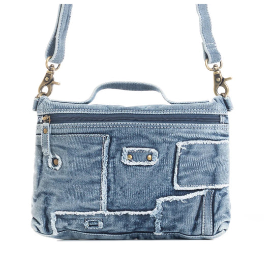 Vaqueros Azules Small Crossbody Bag Myra Upcycled Denim Purse