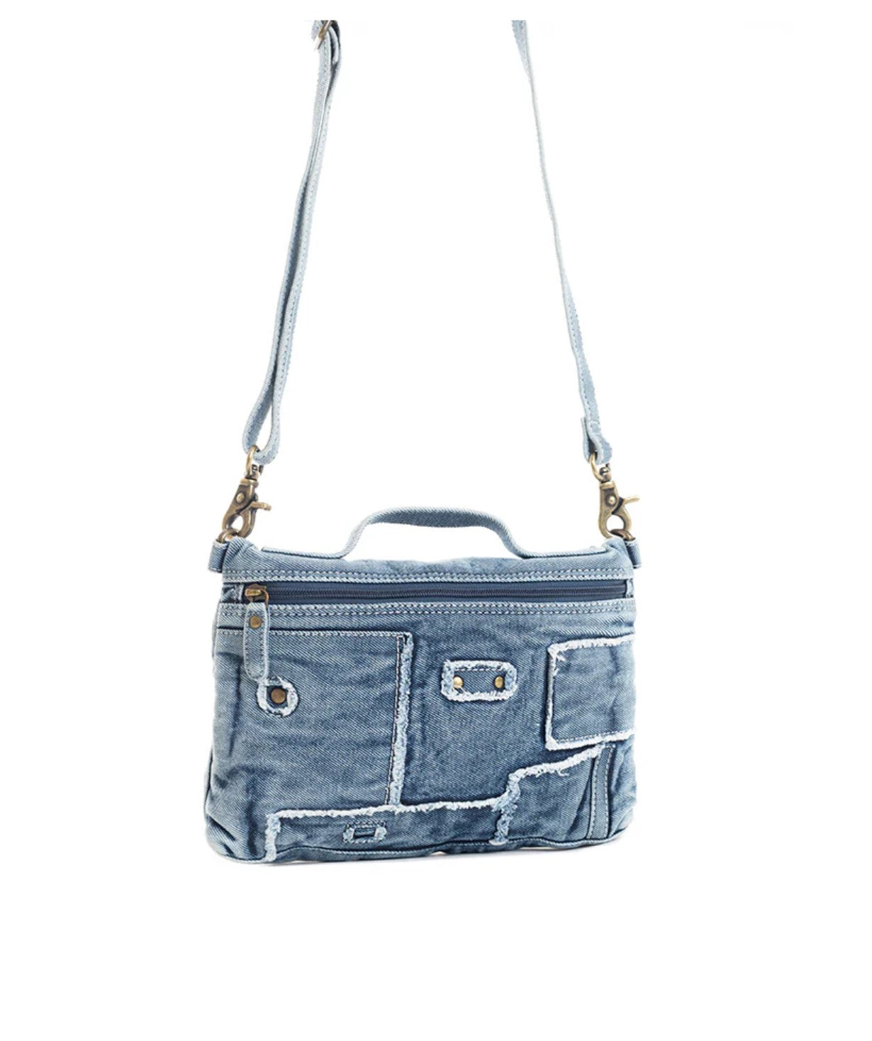 Vaqueros Azules Small Crossbody Bag Myra Upcycled Denim Purse