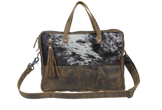 Sombre Hues Laptop Bag Myra Handbag Leather and Canvas Southwestern Purse