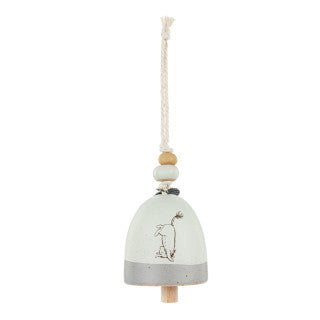 Winnie The Pooh Bell Chime - Friendship , Mini Stoneware White, Grey, and Brown bell chime