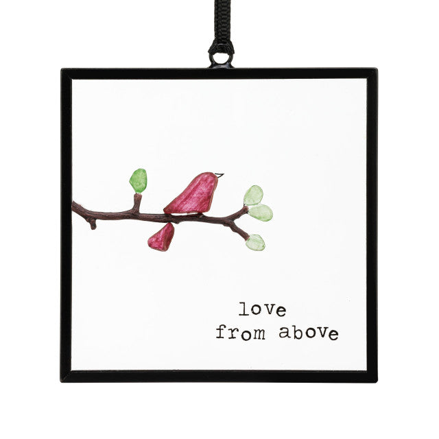 Sea Glass Window Suncatcher - Seaglass Love From Above Cardianal by Sharon Nowlan