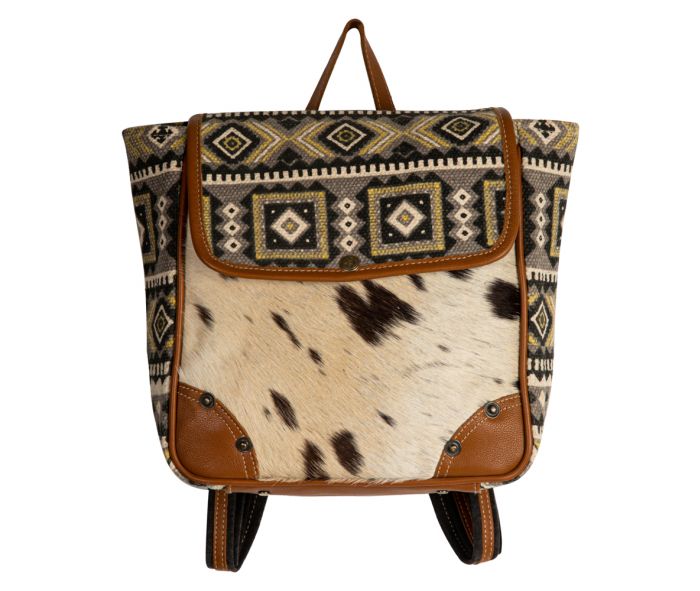 Bison Ridge Backpack Bag With Hair-on Cow Hide, Myra Purse Bookbag