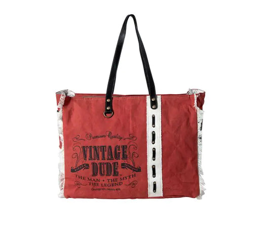 Western Vintage Market Weekender Bag, Myra Brand Purse, Red Carry on Bag