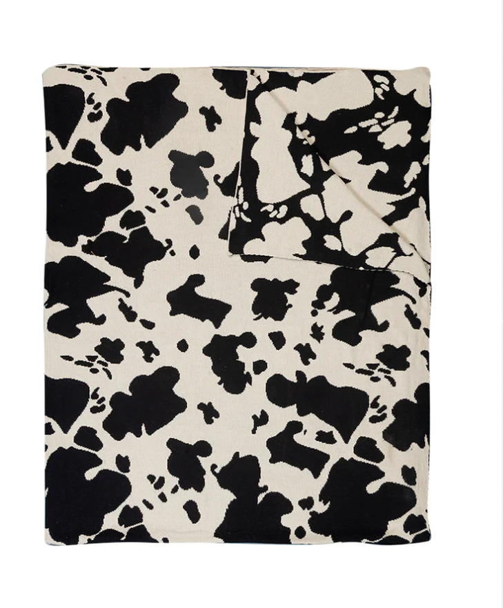 Cow Print Throw Blanket, Myra Throw Rustic Charm Throw