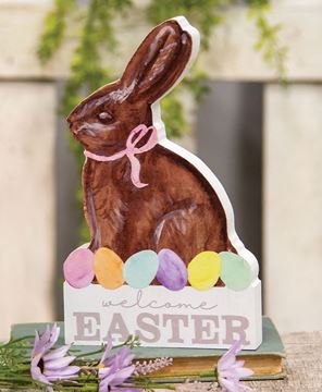 Wooden Chocolate Easter Bunny Sign