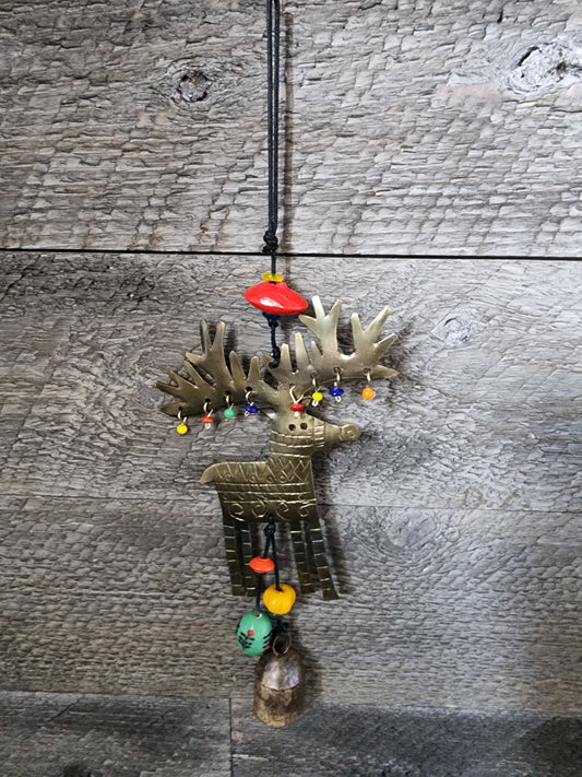 Deer Boho Wind Chime Porch Windchime Nana Bell Chime, With Handcrafted Glass Beads